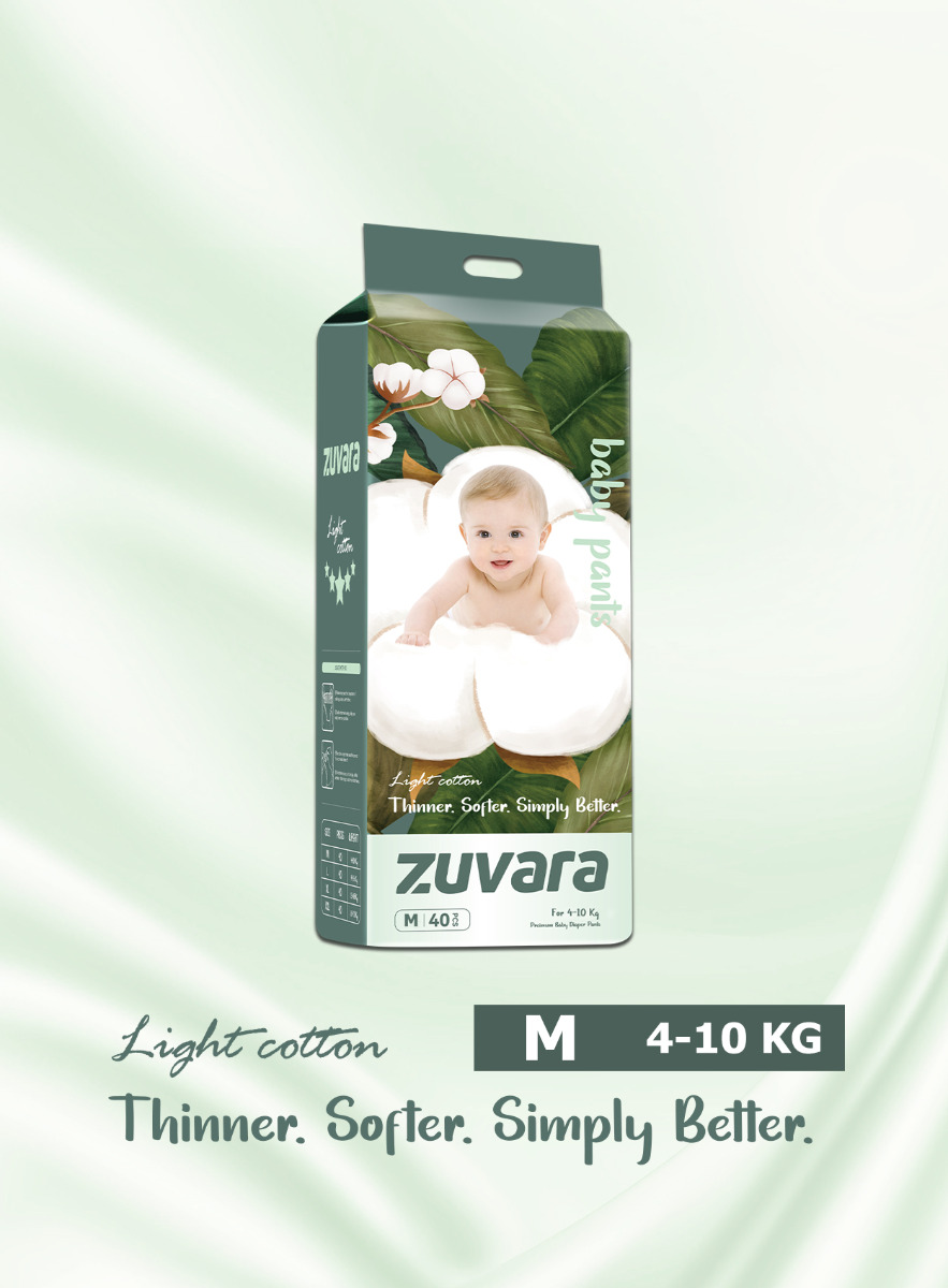 Zuvara Feather Diaper Pant - M - 40 Pcs 7 Zuvara Feather Diaper Pant - M - 40 Pcs