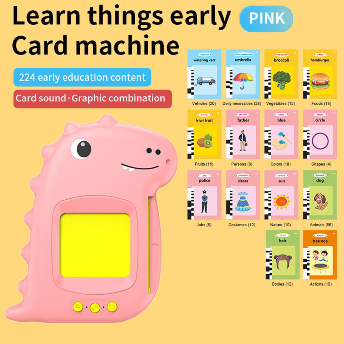 Talking Flash Card - Baby Pink Dino Series 10 Talking Flash Card - Baby Pink Dino Series