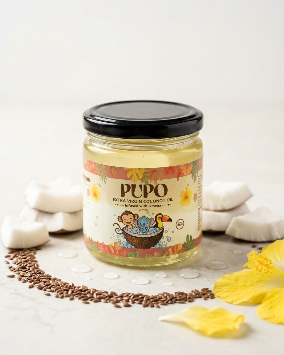 Pupo Extra Virgin Coconut Oil - Omega Infused - 500 ml 4 pupo-coconut-oil-omega-infused